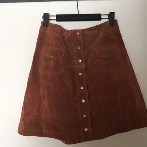 Anthropologie Suede Button Up Skirt